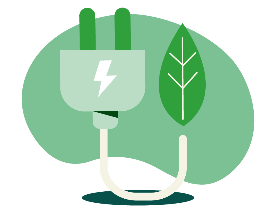 Mole Valley Website – What you can do-05 v2 Graphic depicting a plug connecting to leaf
